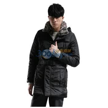 圣迪奥sdeerhe 男装 大气剪裁修身长款棉服 黑0471964 黑色 XXL