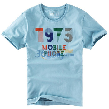 NOP 男士 2012夏季新品70年代印花系列T恤 1973 浅蓝色 XL
