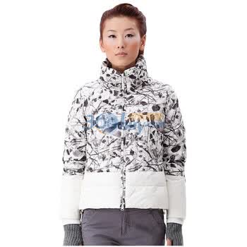 茵曼 INMAN 2011冬装新款90%鸭绒防漏绒印花高领短款羽绒服 W9018 白色 XL