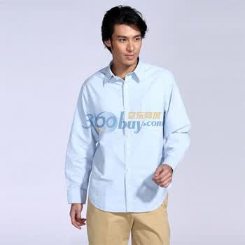 IZOD 秋季新品纯棉长袖休闲男士商务衬衫 1061912108607蓝色系XXL(185/102A)