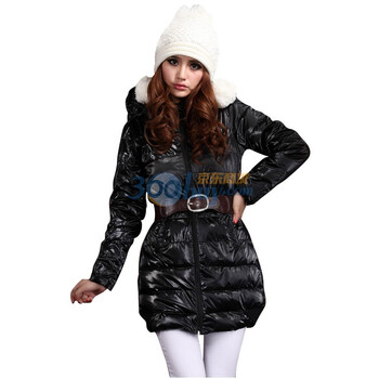 【MYDSPS】2011冬装新款 修身带帽中长款羽绒服 女外套 黑色 L