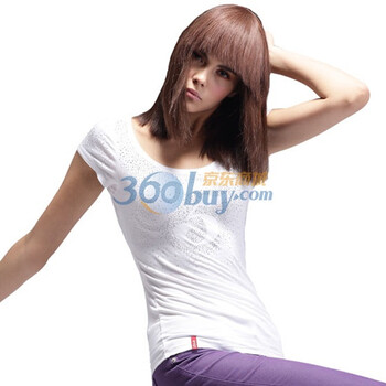 第五街 5th street 女士短袖圆领短款个性时尚女装T恤01670258 白色080 L