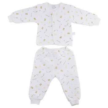 巧尼熊 宝宝服饰 春秋冬季开胸保暖内衣套装 婴儿童装内衣3149 印黄 73码