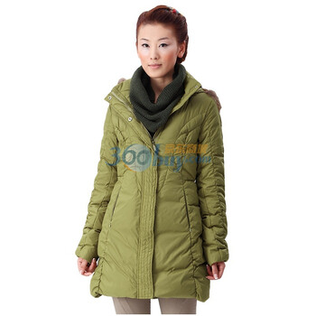 茵曼 INMAN 2011冬装新款90%鸭绒防漏绒修身连帽毛领羽绒服W9008 黄色 XXL