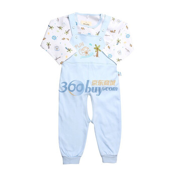 童泰 F1802A 宝宝服饰纯棉开档背带裤春秋装 蓝色 73码