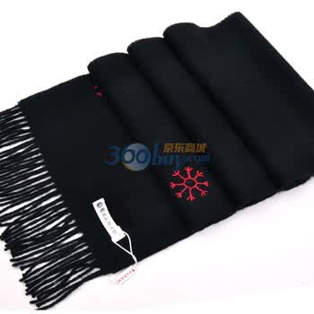 鄂尔多斯羊绒羊毛绣花长围巾B7063（礼盒装） 黑色 均码