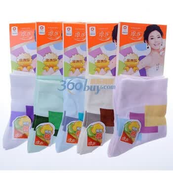 浪莎精梳棉健康舒适女袜均码杂色5双装22-24cm