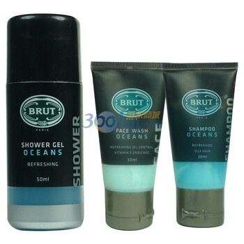 百露Brut 畅游旅行三件套（海洋香型）洁面30ml+沐浴露50ml+洗发露30ml