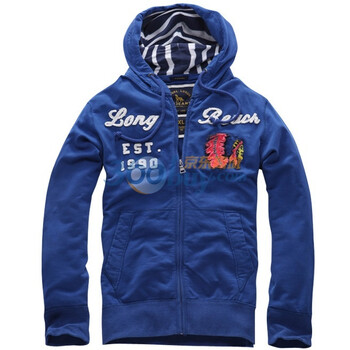 七匹狼SWJEANS休闲长袖连帽卫衣171150601005蓝色XXL