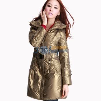 O.SA 韩版羽绒服 长款修身白鸭绒保暖羽绒服 SY15212 金色 XL
