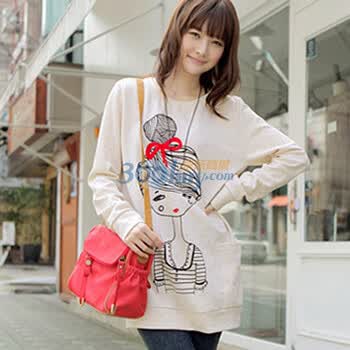 韩都衣舍 韩国秋装新品2011口袋女孩长袖女T恤GQ0217 小麦色 S