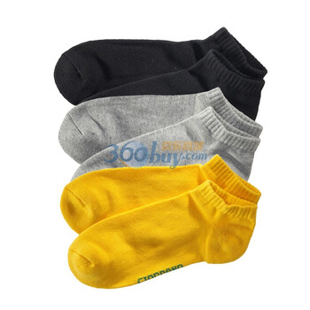 Giordano/佐丹奴内衣裤三对装缤纷G毛圈底防滑船袜01240562黑白灰色 黄色 L