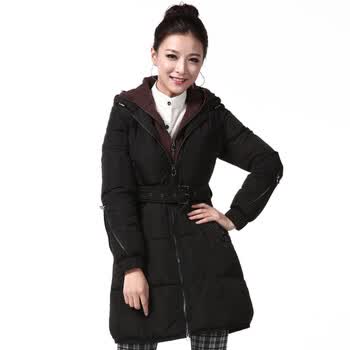 2011新款 雪中飞羽绒服 女针织双帽休闲中款 XR9136 黑色 185/104A(XXXL)
