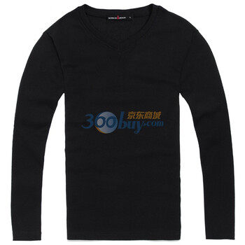 ROMCIIBOOD/乐思邦 质感V领打底纯色保暖打底T恤 2206# 黑色 L