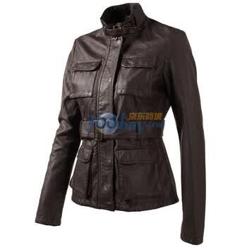 Giordano佐丹奴 夹克 女束腰机车仿皮夹克 01371571 沙棕色 L