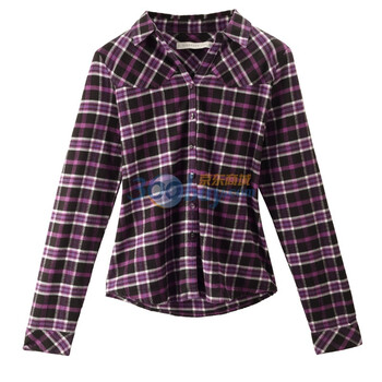 Giordano佐丹奴 衬衫 女狂野格子法兰绒衬衫 01341511 紫色 M
