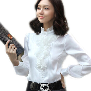 善气迎人 Jedi victoire JV韩版仿真丝缎面纯色长袖衬衣JY462 白色 L