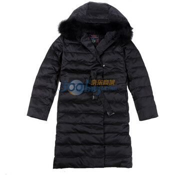 Sharon 雪伦 热销中长款 女士狐狸毛领 羽绒服 60508 80D黑色 XL175