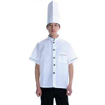 金伟乐 CS001 新款短袖 厨师服装 单排厨师服 酒店/餐厅/食堂厨师制服 灰色 XXXXL