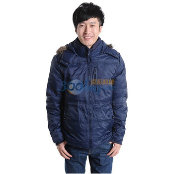 【东方骆驼】男士中长款连帽休闲羽绒服 兰色 XL