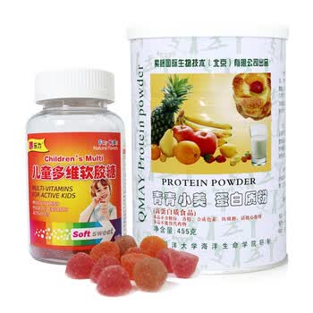 青青小美蛋白质粉455克+美国乐力 儿童多维软胶糖150g 60粒 套装