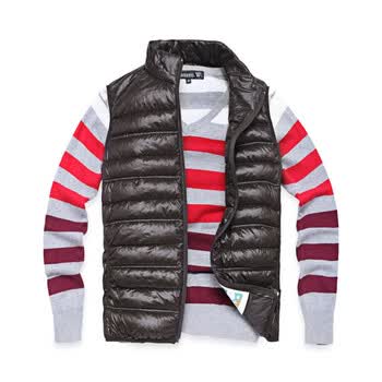 Justyle立领滚边马甲羽绒背心45113087 棕色 XXL