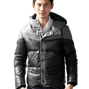 诠渡良品trenduality 2011冬装拼色休闲男士保暖羽绒服#81477 黑色 XXL