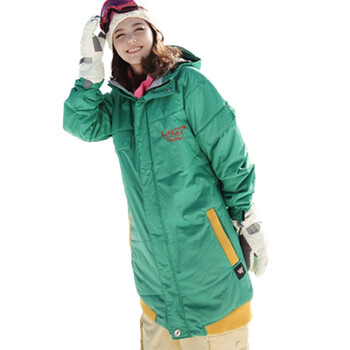 时尚起义 冬装韩国进口保暖舒适长版滑雪棉服 女564066滑雪季 绿色 XL