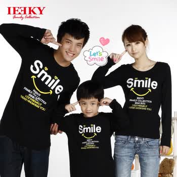 IEEKY爱一起亲子装SMILE长袖T恤1351606 黑色 男L/175
