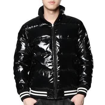 Markless新款冬装男士亮面连帽羽绒服90%白鸭绒YR11320M黑色XXL