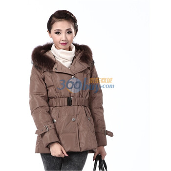 2011新款 康博羽绒服 女休闲毛帽短款 KB1108 卡其色 185/104A(XXXL)
