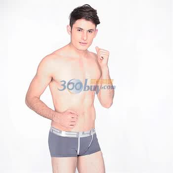 I.WEEK男士内裤莫代尔宽边低腰平角裤I0001 灰蓝 XXXL