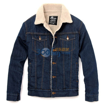 AK男装冬装新品 牛仔绒里棉服11C210010 靛蓝色 XXL