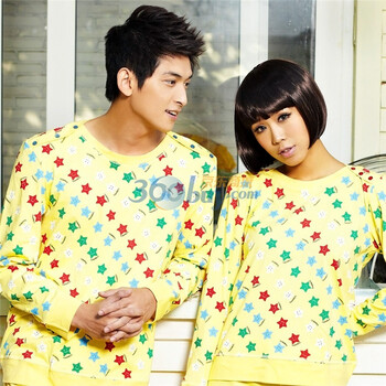Gainreel歌瑞尔 家居服2012新款春装微笑星星时尚简约纯棉可爱男睡衣套装 黄色 XXL
