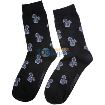 棉花共和国 COTTON REPUBLIC 可爱小松鼠 男式中筒袜 02193116 黑色 均码