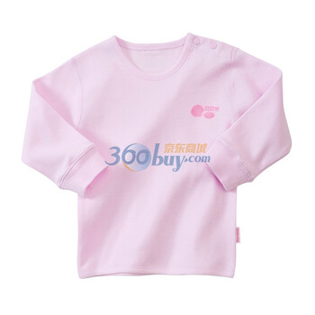 贝贝怡四季素色 婴儿服装 新生儿纯棉肩开扣上衣 BB308 淡粉 90码