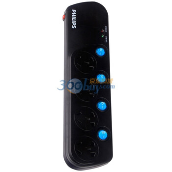 飞利浦（PHILIPS）SPS5530C/93 一体芯(双核防雷/防过载保护/儿童保护)五位分控电源插座 3米