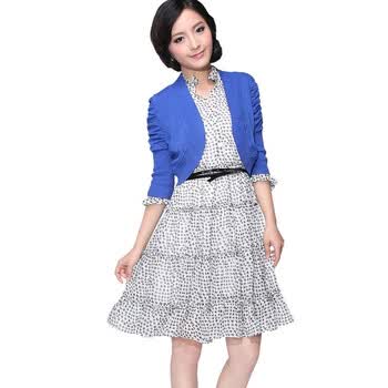 ZIMMUR风情巴厘短款修身针织衫女针织开衫小外套 ZM11Y6008 蓝色 L