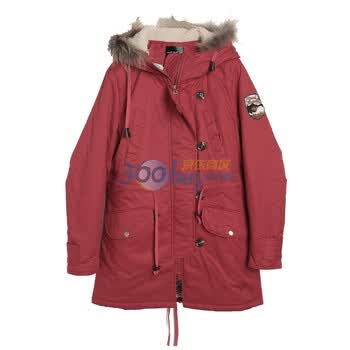 AS安都 2011冬 新款女装袋盖装饰直筒型休闲棉服长外套 9158247 红色 L