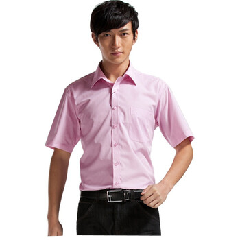 柒牌 SEVEN男装2012春夏季高级商务休闲短袖衬衫E99A305810 阳光粉 43
