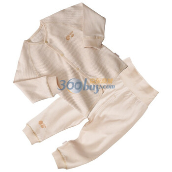 贝贝怡 BB312-510 宝宝服饰前开扣上衣 婴儿童装内衣套装 杏色 90码