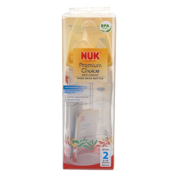 NUK 300ML宽口PP奶瓶（带2号硅胶中圆孔奶嘴）颜色随机