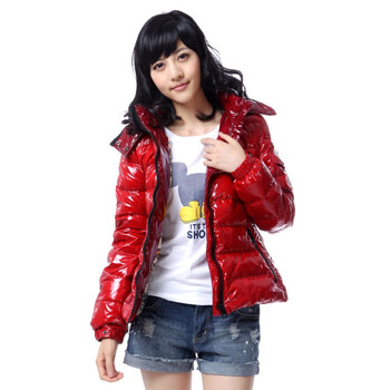 雅鹿 女 简单亮PU时尚短款 羽绒服 ^@^LD20020 松火红/庞贝红 XXL