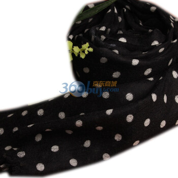 荣仕雅Rosyear 2012新款 Pashmina复古浪漫圆点披肩9654 墨黑DA 均码