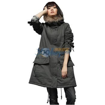 圣迪奥sdeer女装层次感中长款带帽棉服1481930 深灰色 L