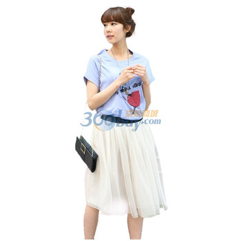 韩都衣舍 韩国2012春装上新半身裙纱纱蓬蓬半身女长裙9F10FX 米色 M(均码)