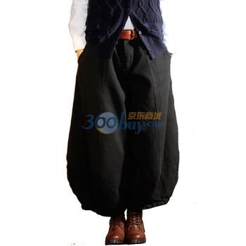 【百武西】灯笼阔腿裤 全棉帆布 T0506 黑色 L(80cm)