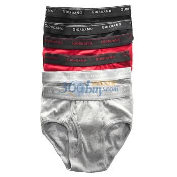 Giordano佐丹奴 内衣裤 男六条装Logo宽皮筋三角内裤 01171514 酒红色 M