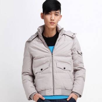 唐狮Tonlion男装立领格子羽绒服110411073401 灰色 XXL