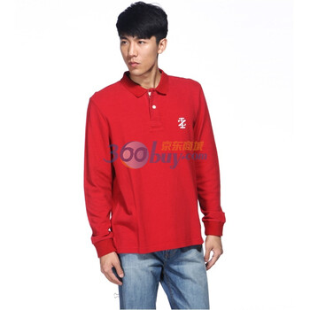 IZOD 2011新品纯棉翻领长袖标准男士polo衫 2061913106400红色系XXL(185/102A)
